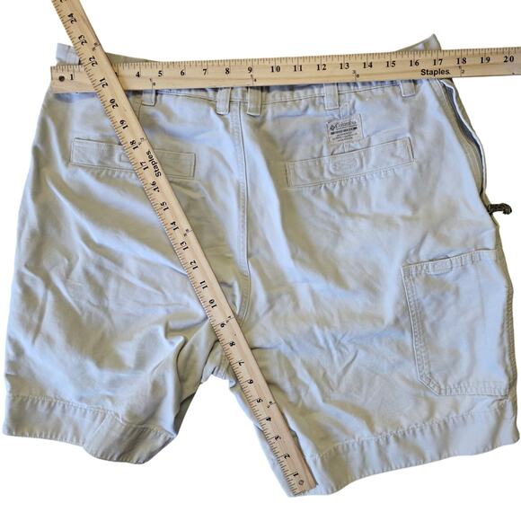 Columbia Canvas Above-Knee Spell-Out Shorts Men 36 Beige Casual - Picture 5 of 7